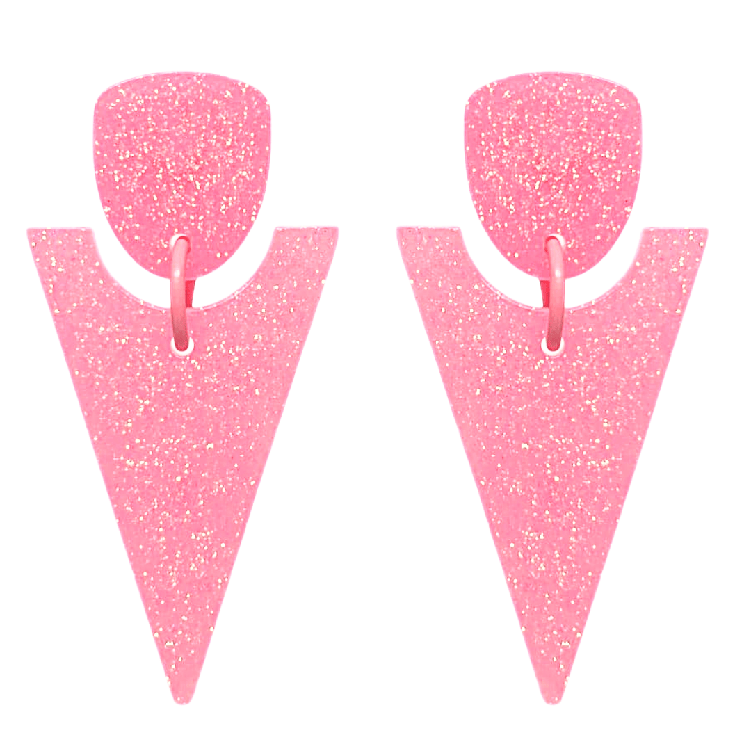 Retro 1980's Style Triangle Geometric Earrings Pink by Atomic Cat