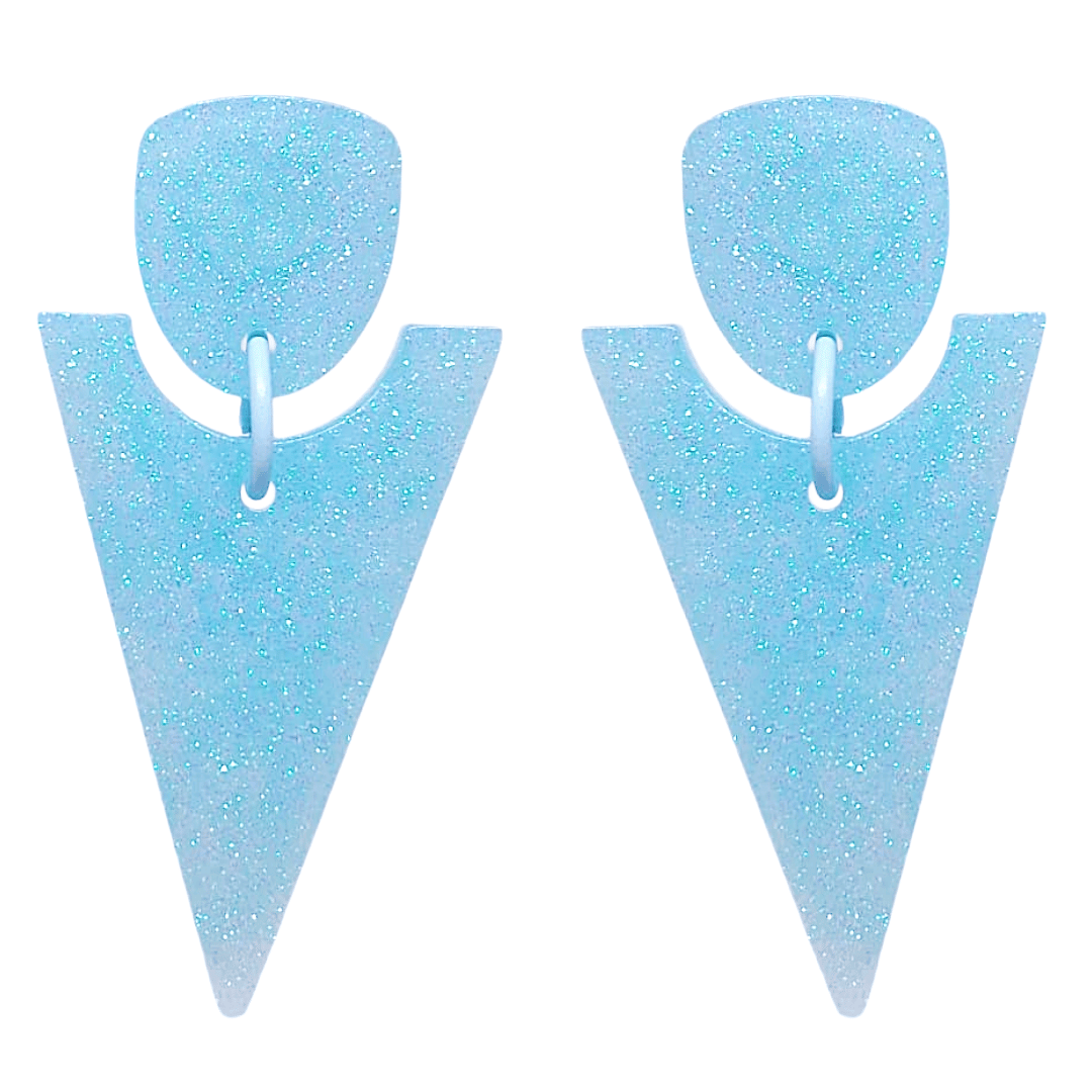 Retro 1980's Style Triangle Geometric Earrings Turquoise by Atomic Cat