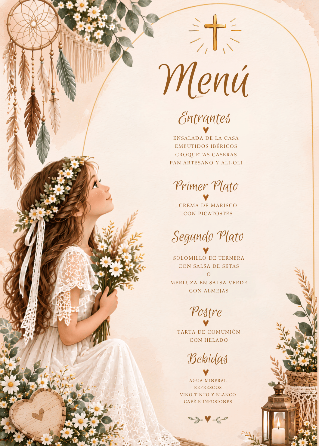 Menú personalizable primera comunión