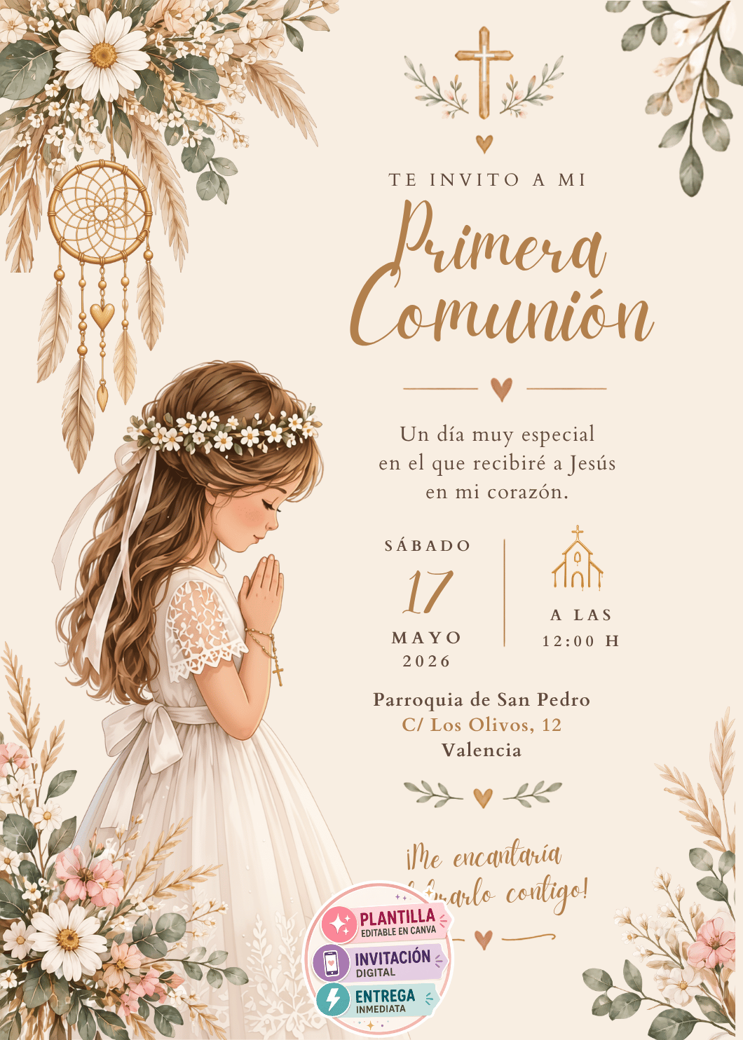 Invitación Bohemia de Primera Comunión