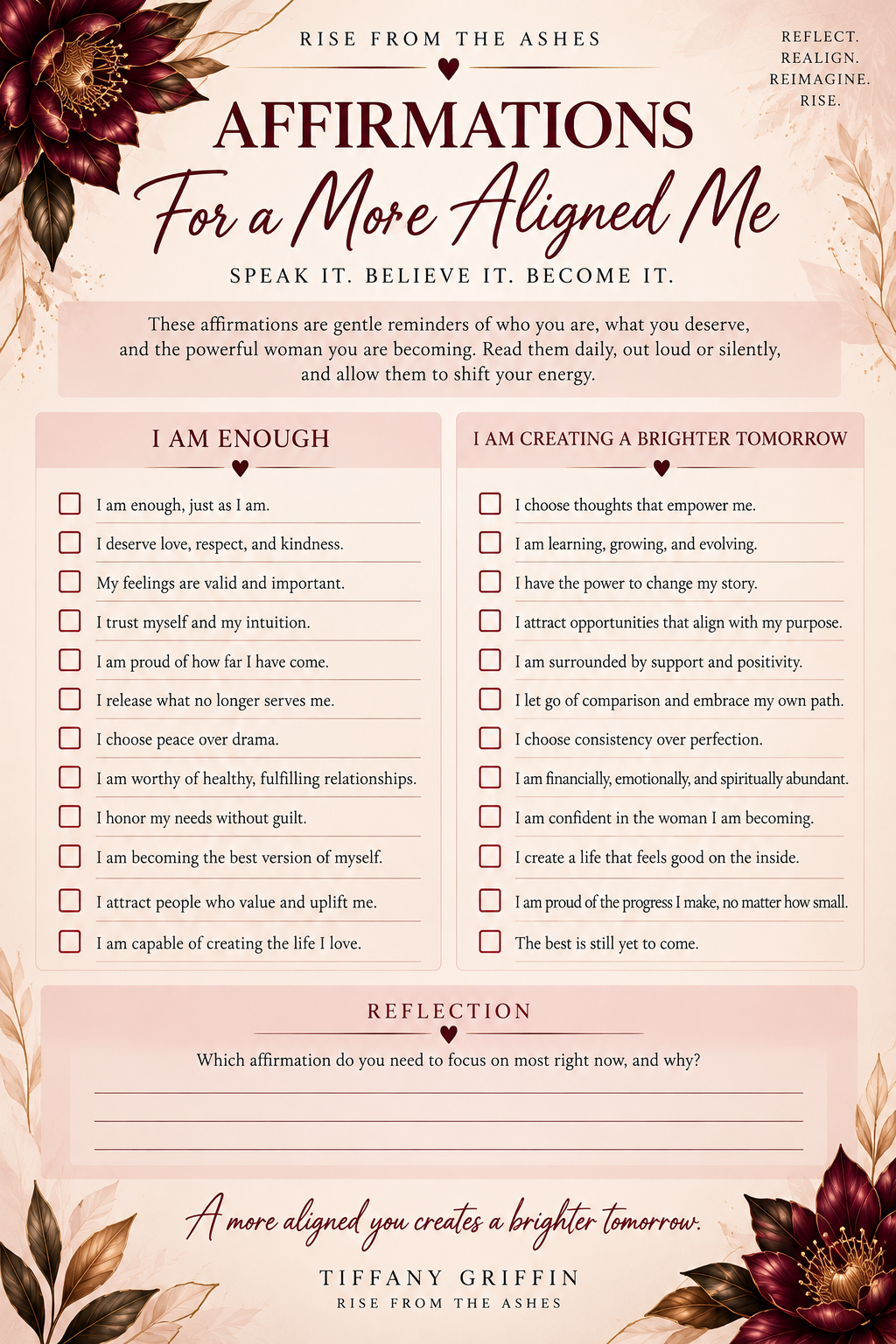 Affirmation Cards for a More Aligned You supporting self-awareness, confidence, intentional living, and personal growth