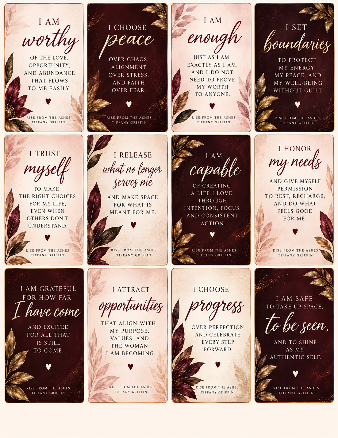 Affirmation Cards for a More Aligned You supporting self-awareness, confidence, intentional living, and personal growth