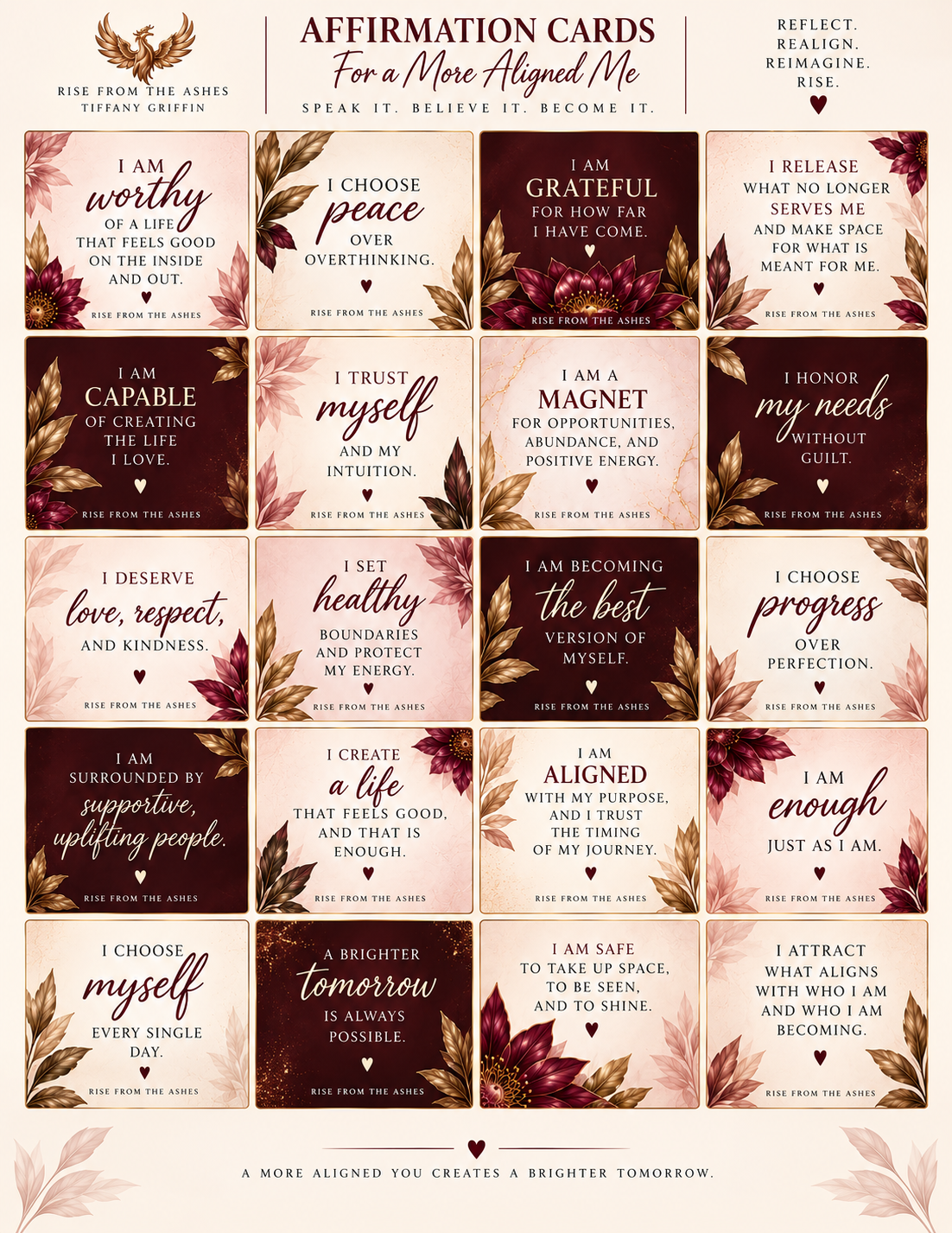 Affirmation Cards for a More Aligned You supporting self-awareness, confidence, intentional living, and personal growth