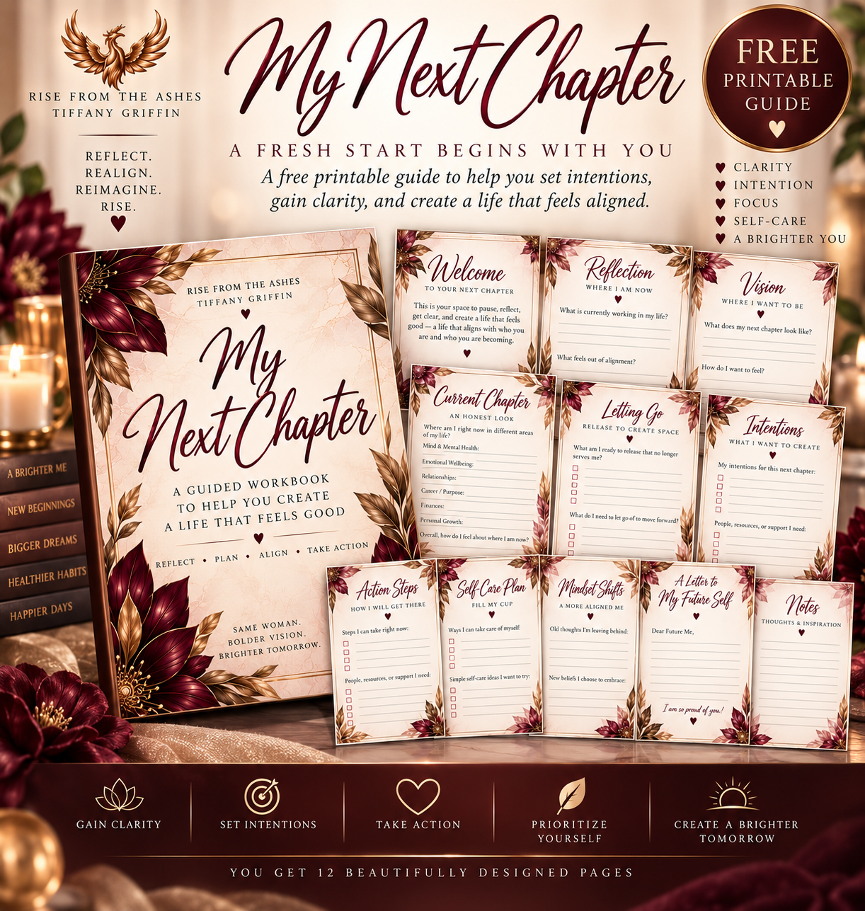My Next Chapter free printable guide for personal growth, reflection, new beginnings, and life transitions