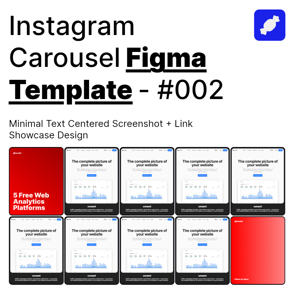 Text Centered Minimal Webview Instagram Carousel — Figma Template #002 preview 1