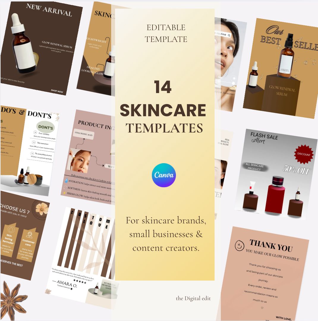 Skincare Canva Templates for Beauty and skincare business owners