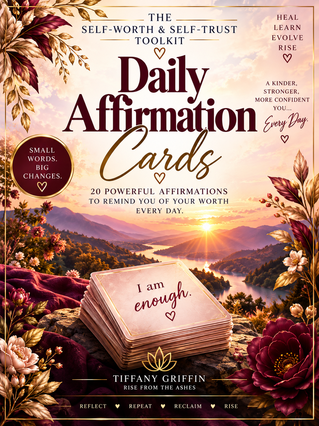 20 printable and digital self-worth affirmation cards for self-love, confidence, and daily encouragement