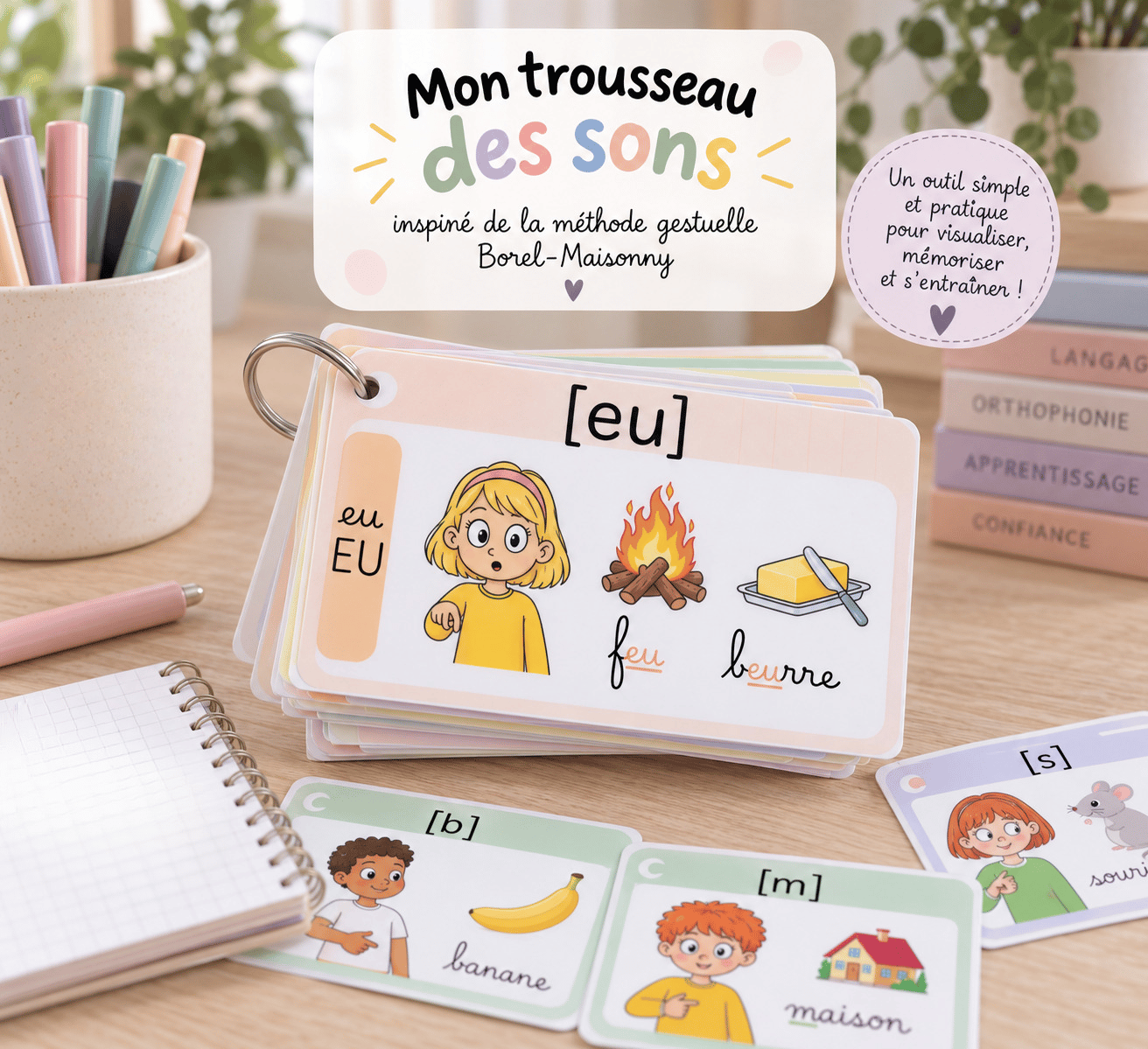 Boîte de Trousseau des sons : cartes gestes Borel-Maisonny (37 sons)