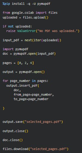 How to Split a PDF by Custom Page Selections with Python in Google Colab