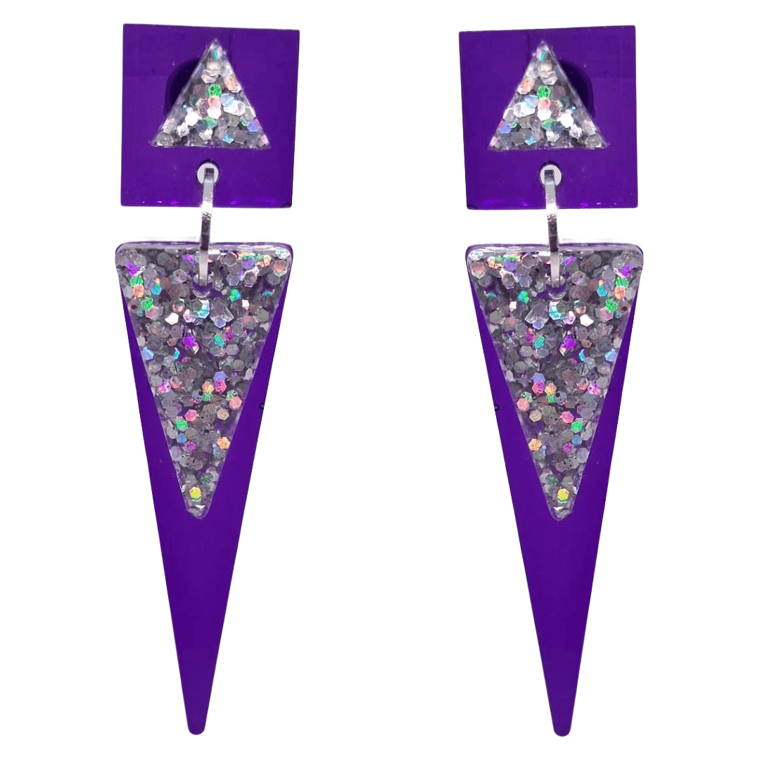 Retro Glamrock Disco Purple Prism Earrings by Atomic Cat