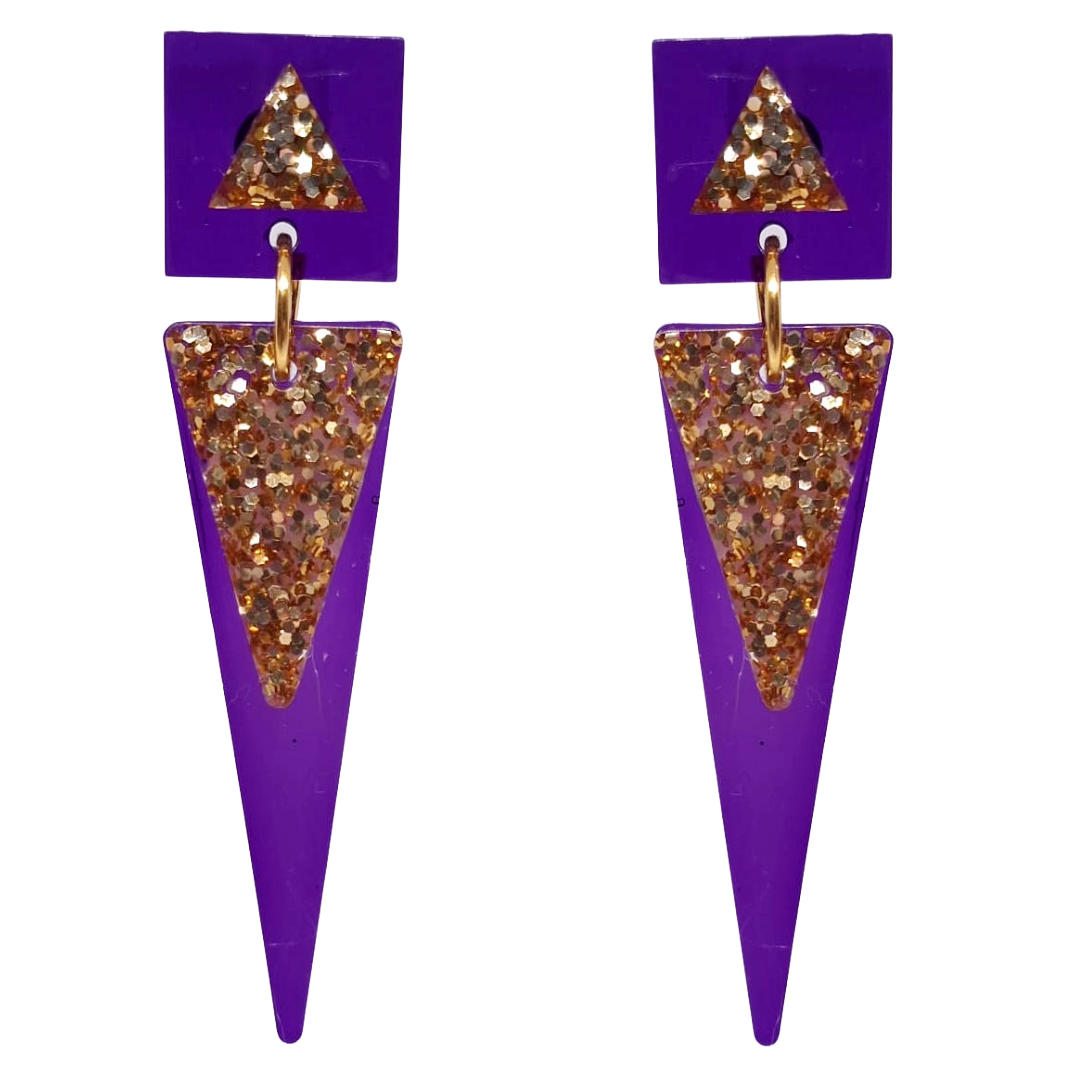 Retro Glamrock Disco Purple Prism Earrings by Atomic Cat