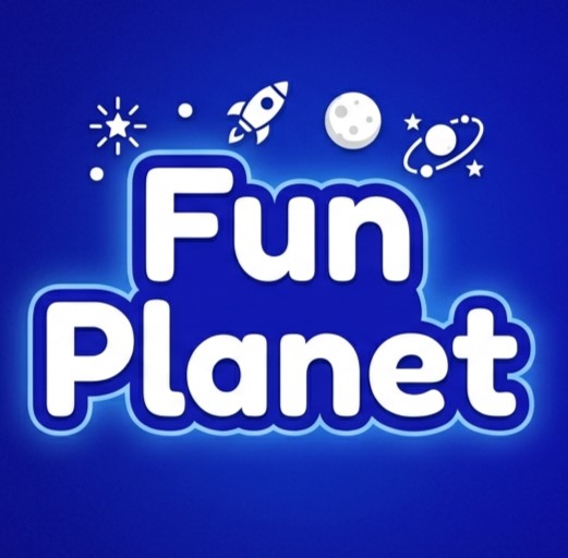 FunPlanet logo for a printable digital products store offering planners, to-do lists, worksheets, educational activities, coloring pages, kids learning printables, trackers, organizers, and creative printables
