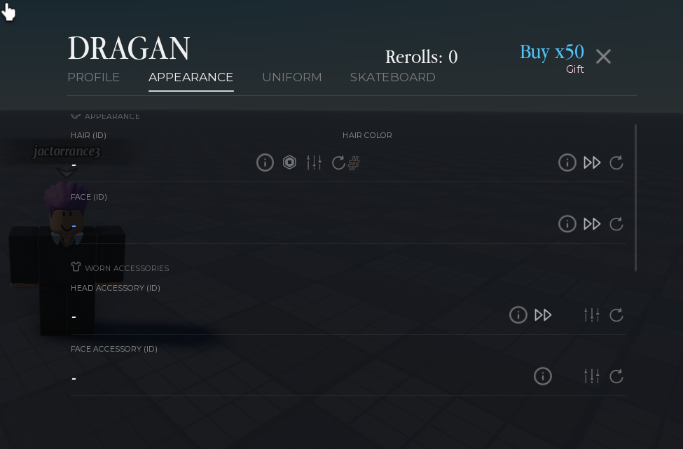 R6 R15 character customization system