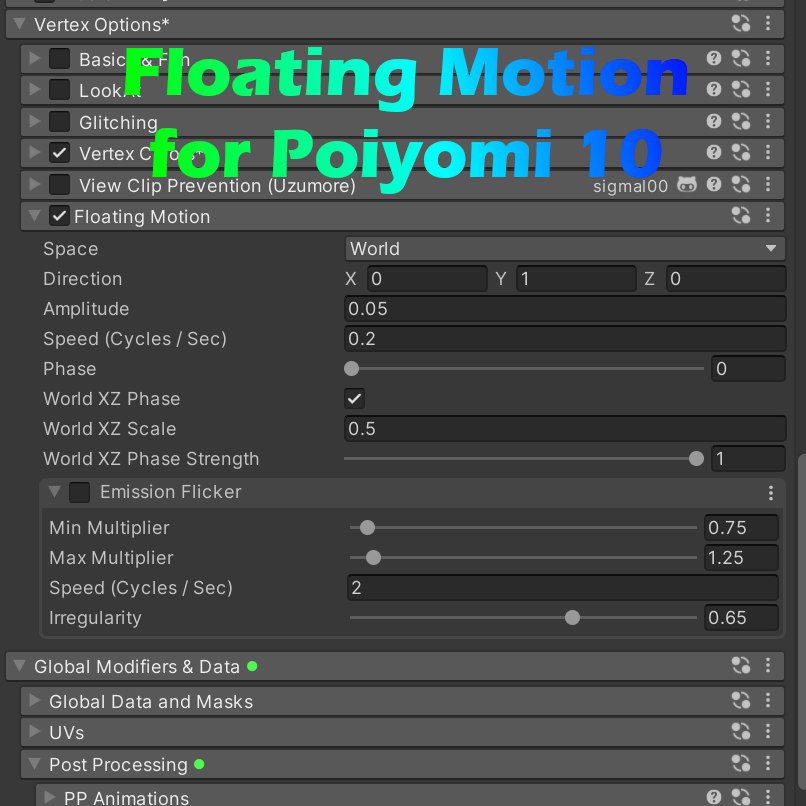 ✨ Floating Movement Addon for Poiyomi 10