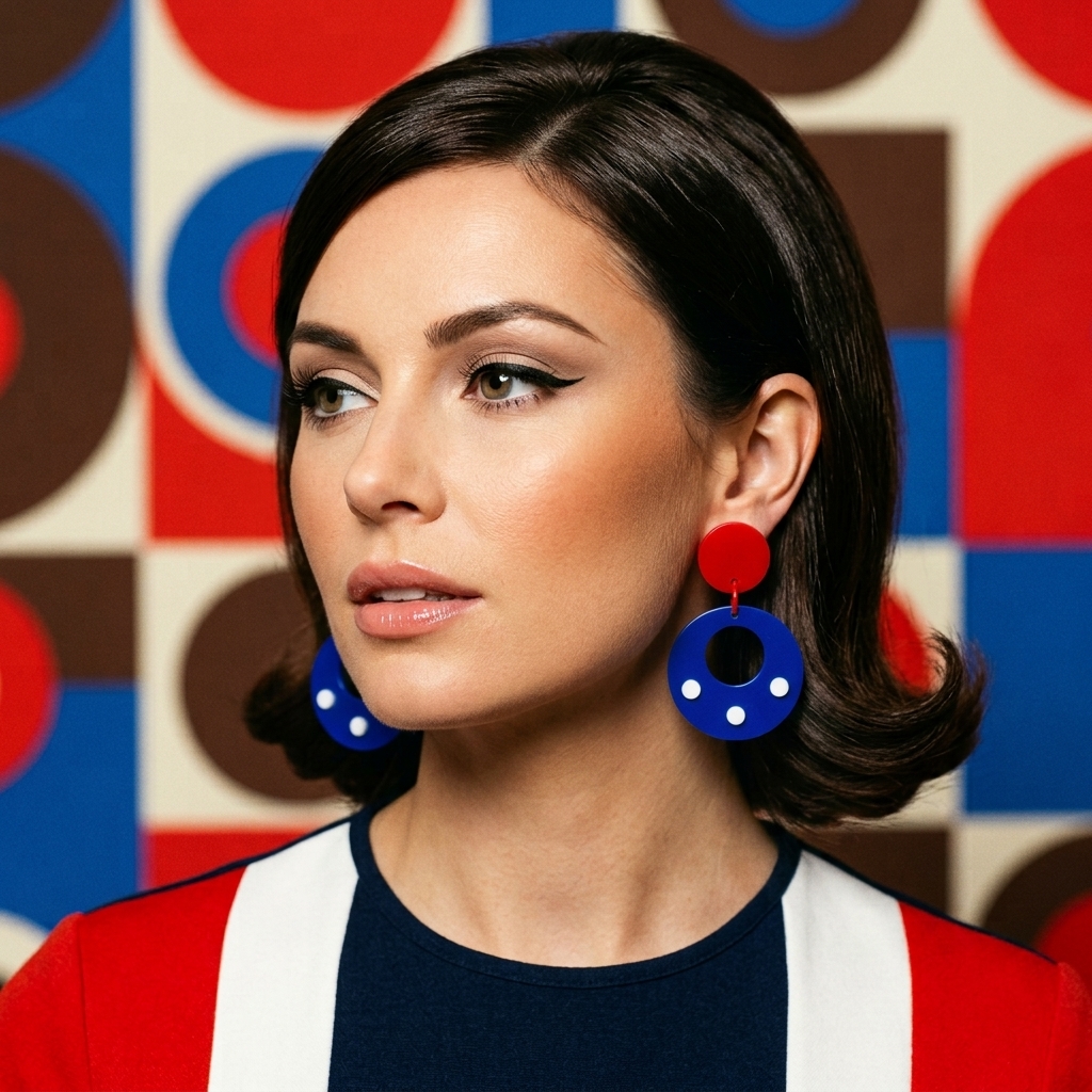 Retro Vintage Style Red White Blue Hoop Earrings by Atomic Cat