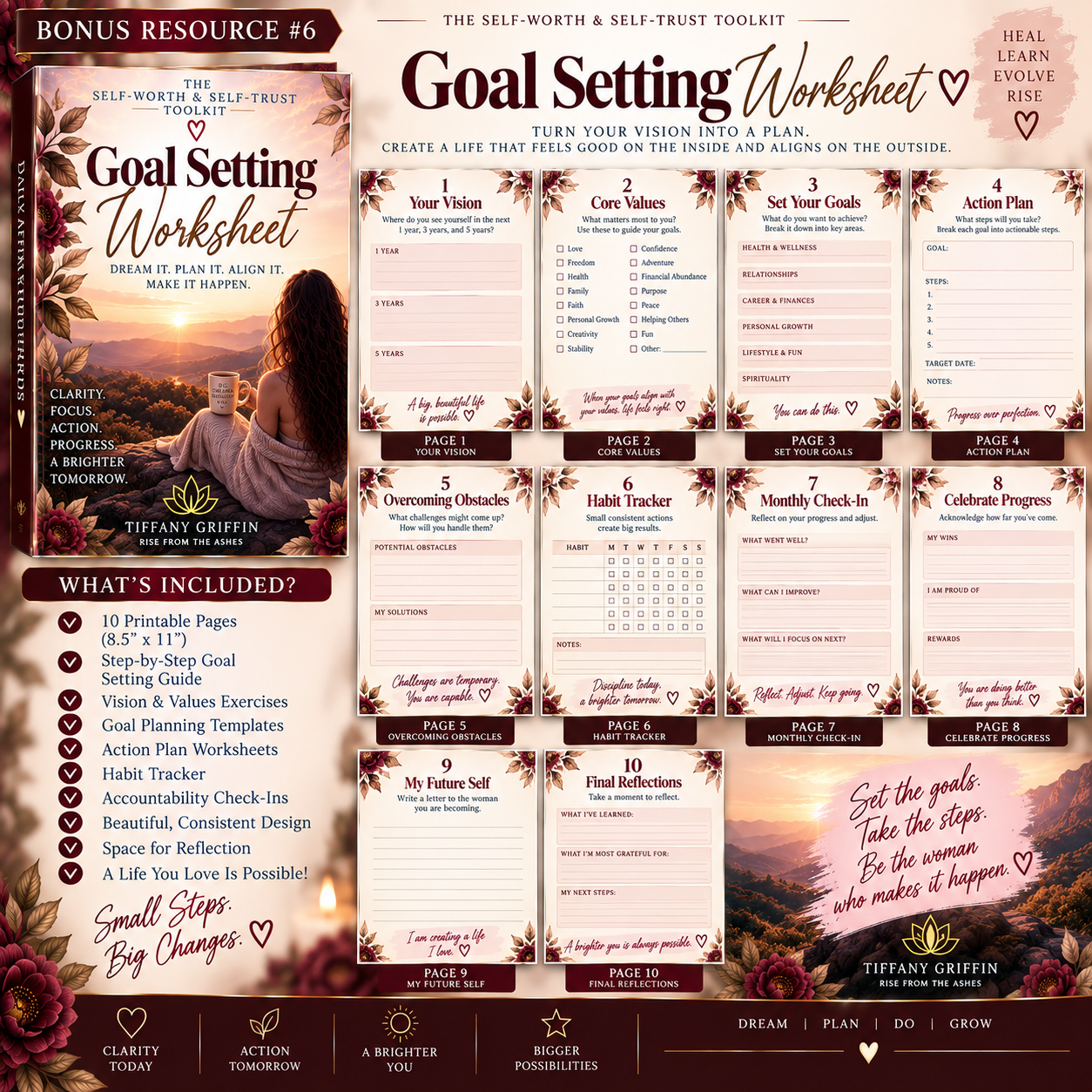 Goal Setting Worksheet for personal growth, intentional planning, motivation, and achieving meaningful goals