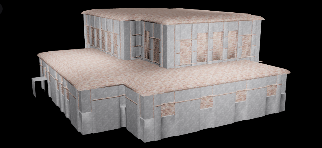 Detailed industrial masonry building
