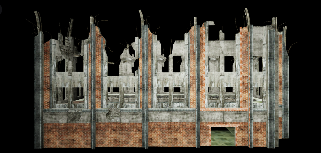 Earthquake destroyed brick building