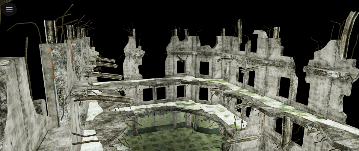 Collapsed concrete structure exterior