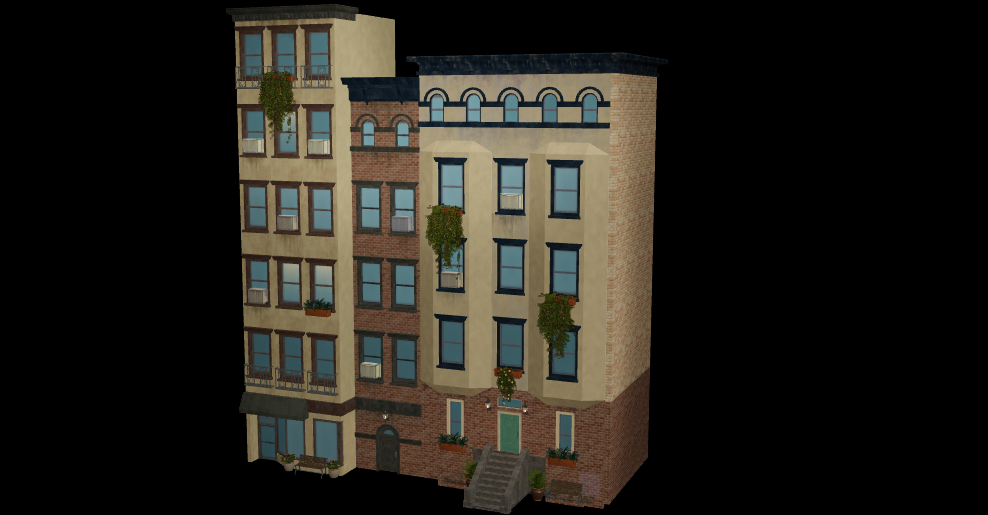Brick and plaster apartment exterior