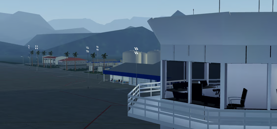 Airport control tower scenery
