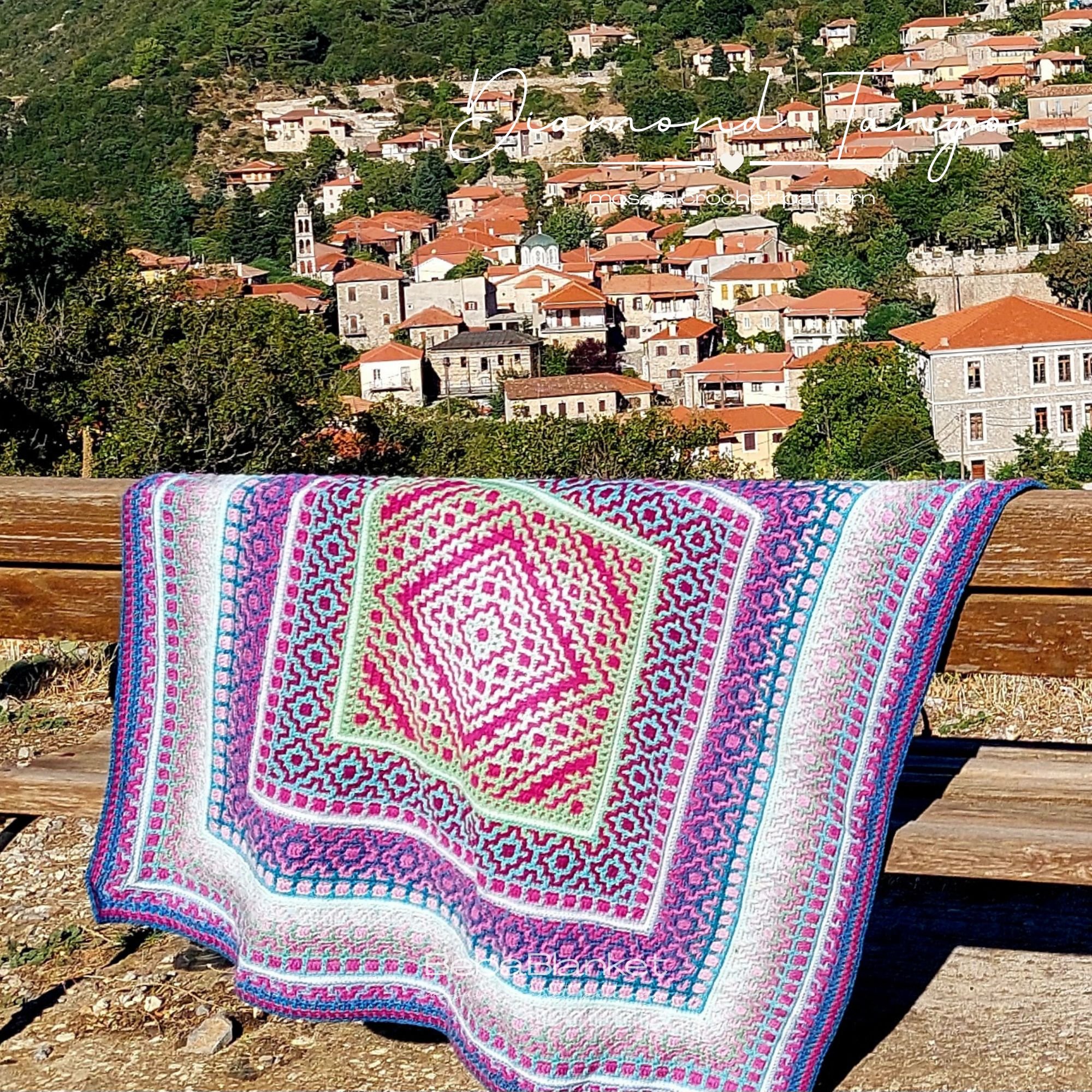 Mossic Pattern DIAMOND TANGO. Mosaic crochet blanket pattern
