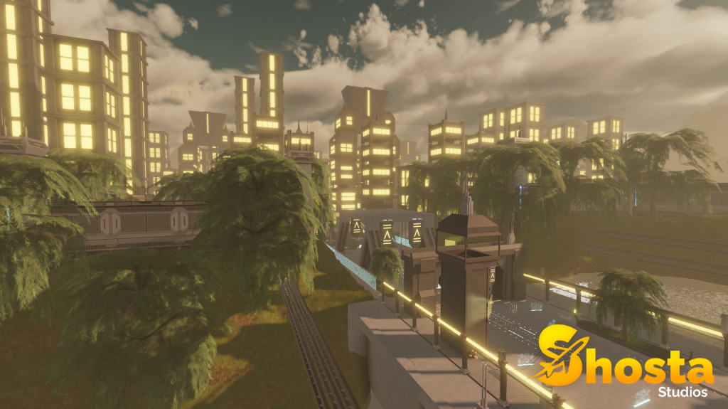 High-tech futuristic urban environment