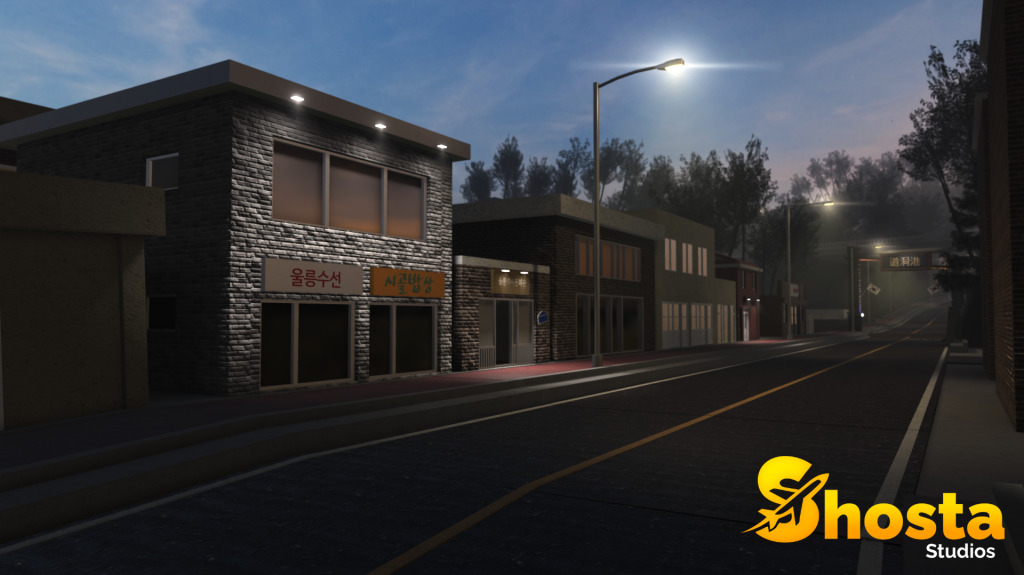 Realistic Korean city environment