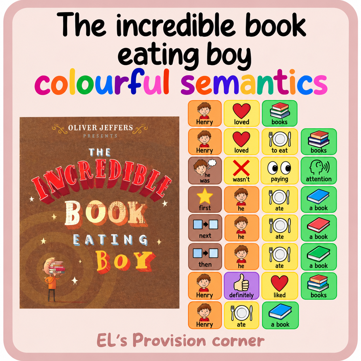 The incredible book eating boy- colourful semantics pack
