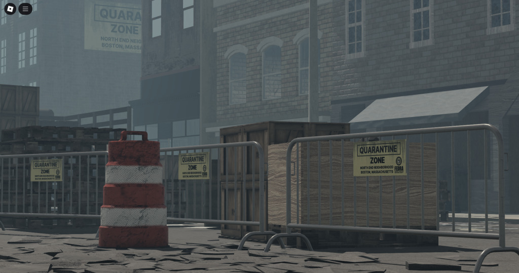 Towering skyscrapers in ruined city