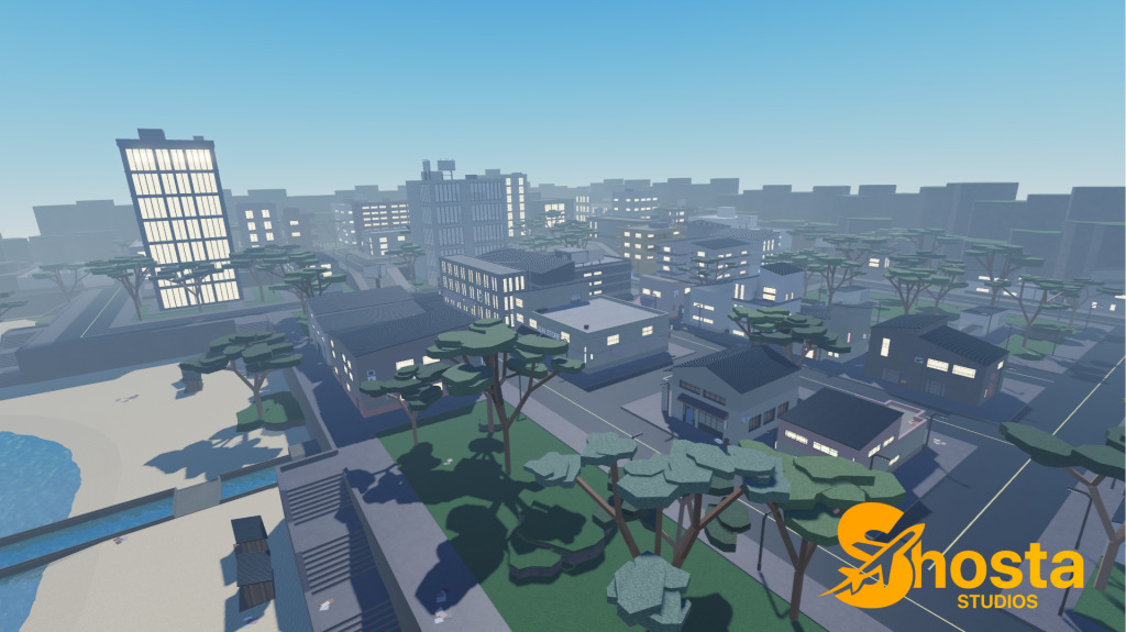Low-poly Roblox city environment