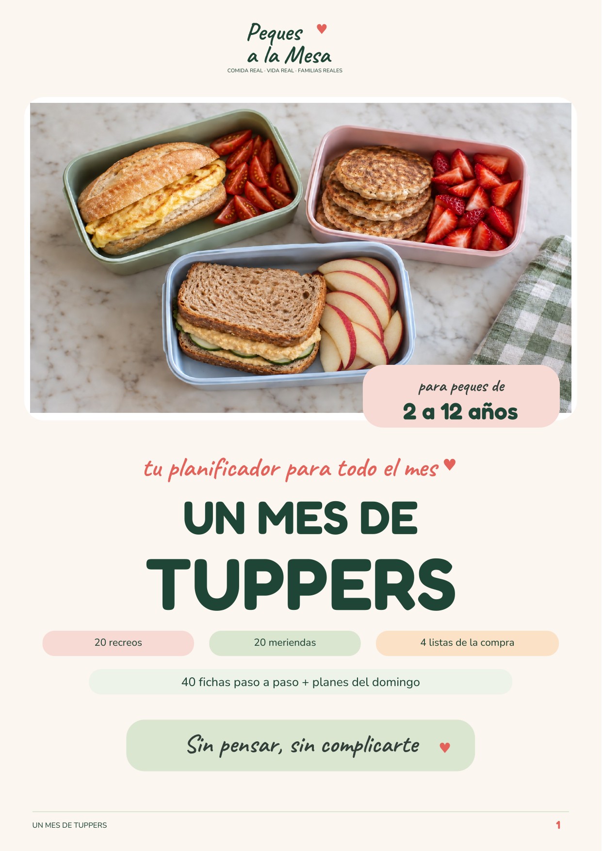 Portada de la guía Un mes de tuppers para peques de 2 a 12 años