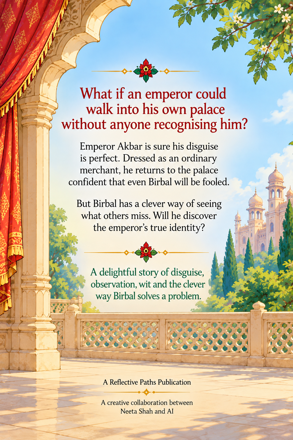 Back cover of Akbar & Birbal: The Emperor’s Disguise illustrated comic book