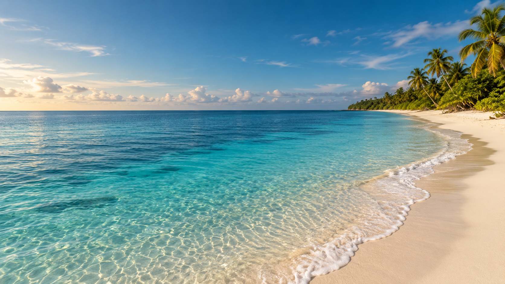 A beautiful tropical beach, invoking the feeling of abundance and expansive living