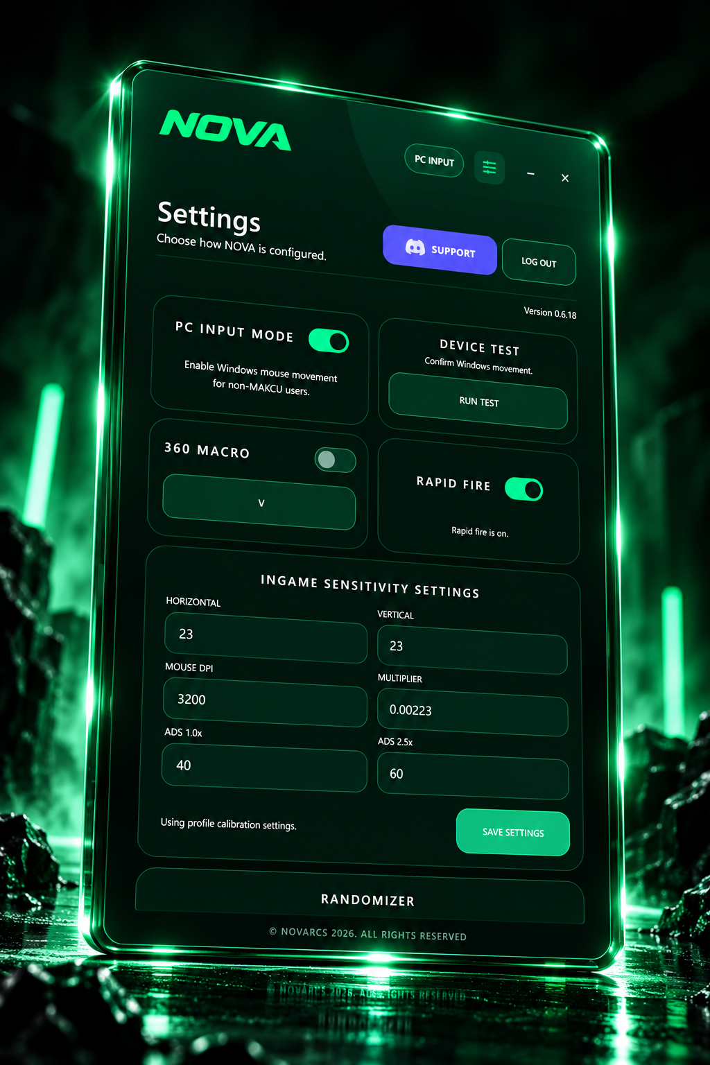 Nova settings