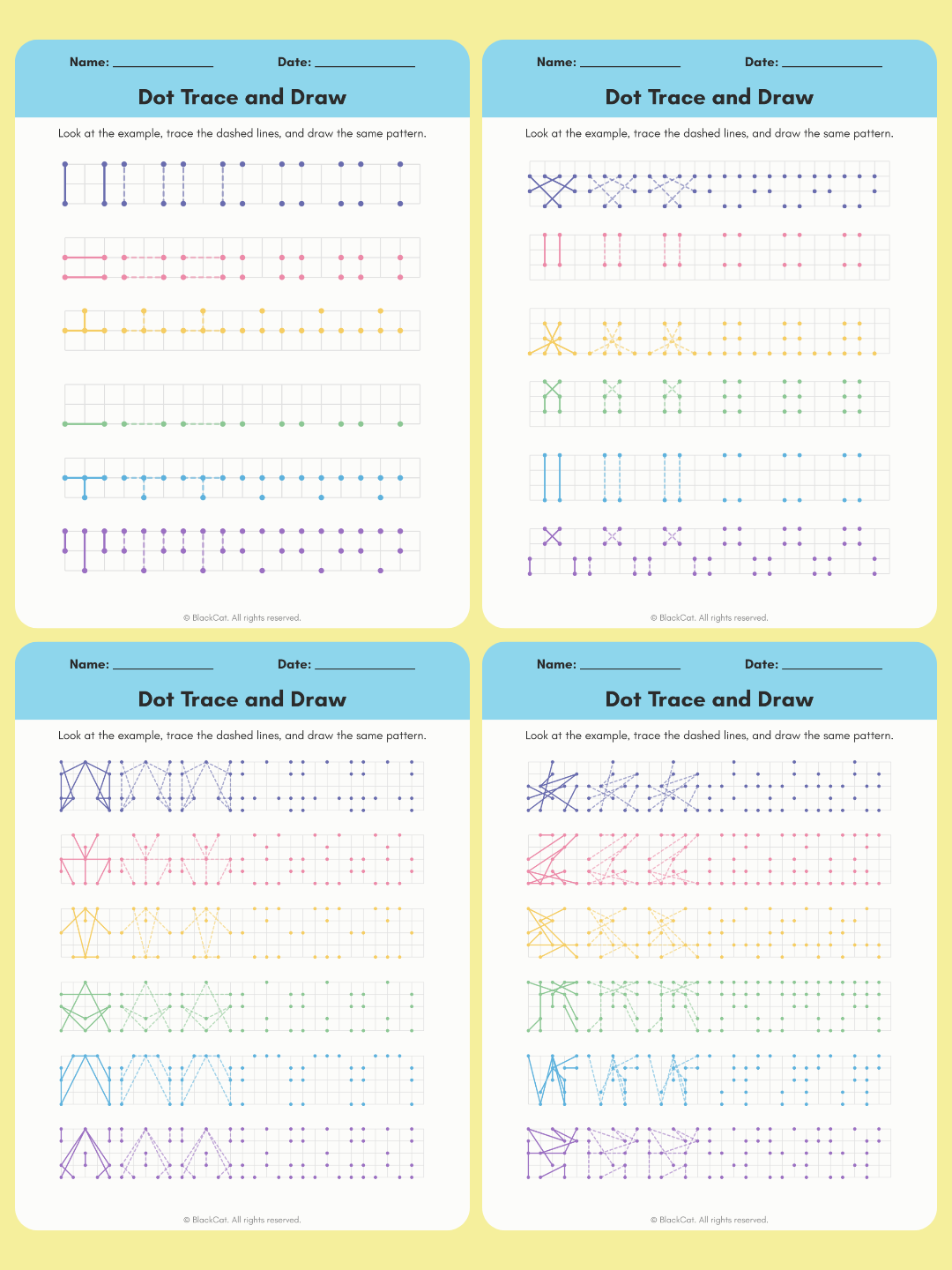 Hand-eye coordination and spatial awareness pattern copying worksheets