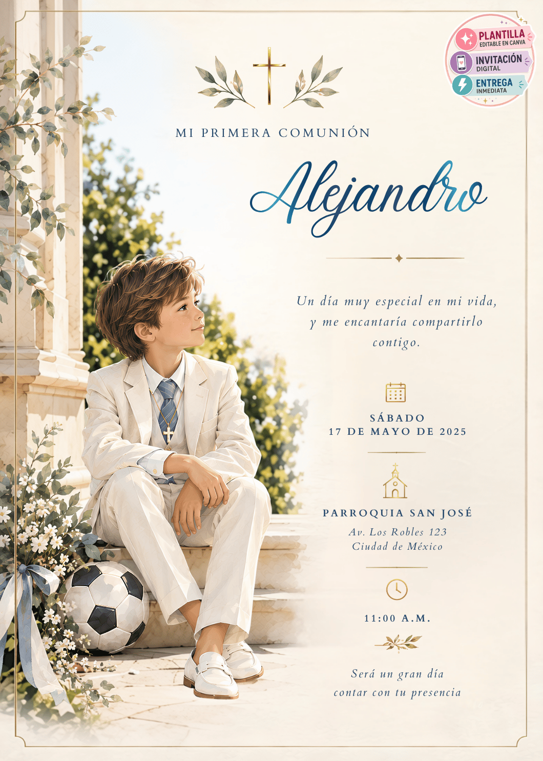 Invitación Primera Comunión Niño Futbol