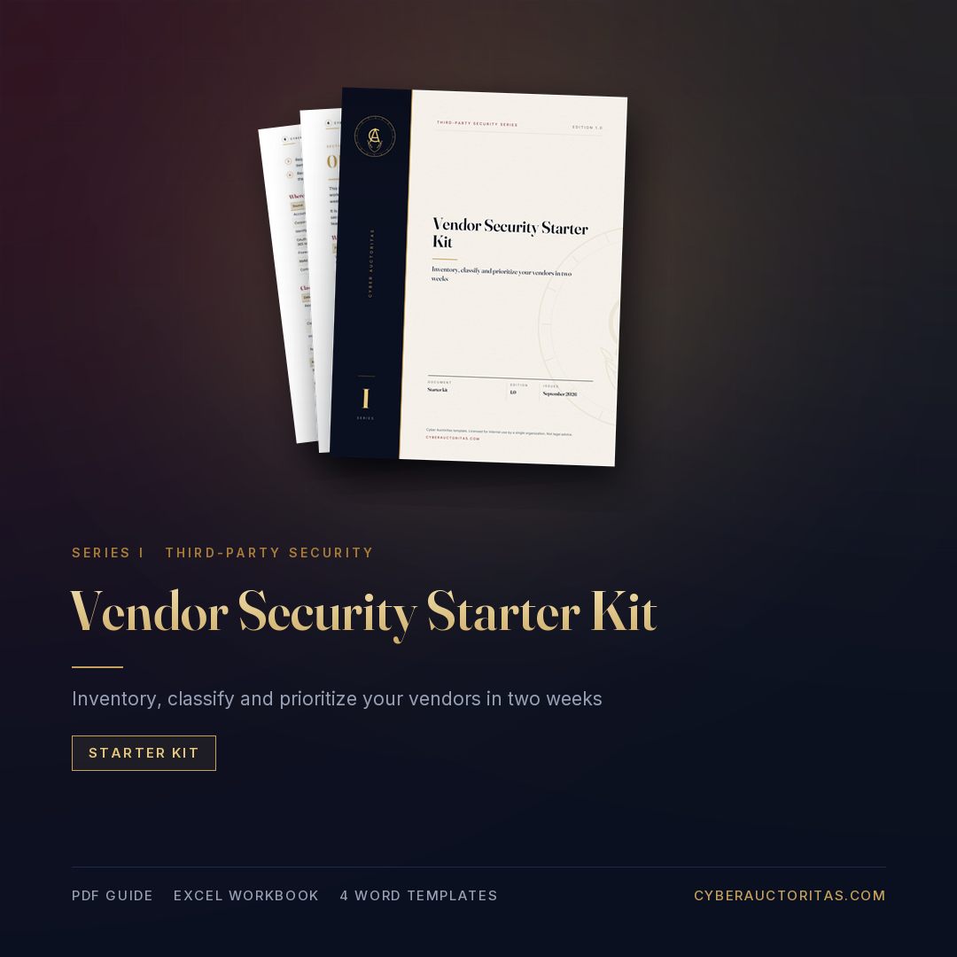 Vendor Security Starter Kit, Cyber Auctoritas Third-Party Security series, square product image