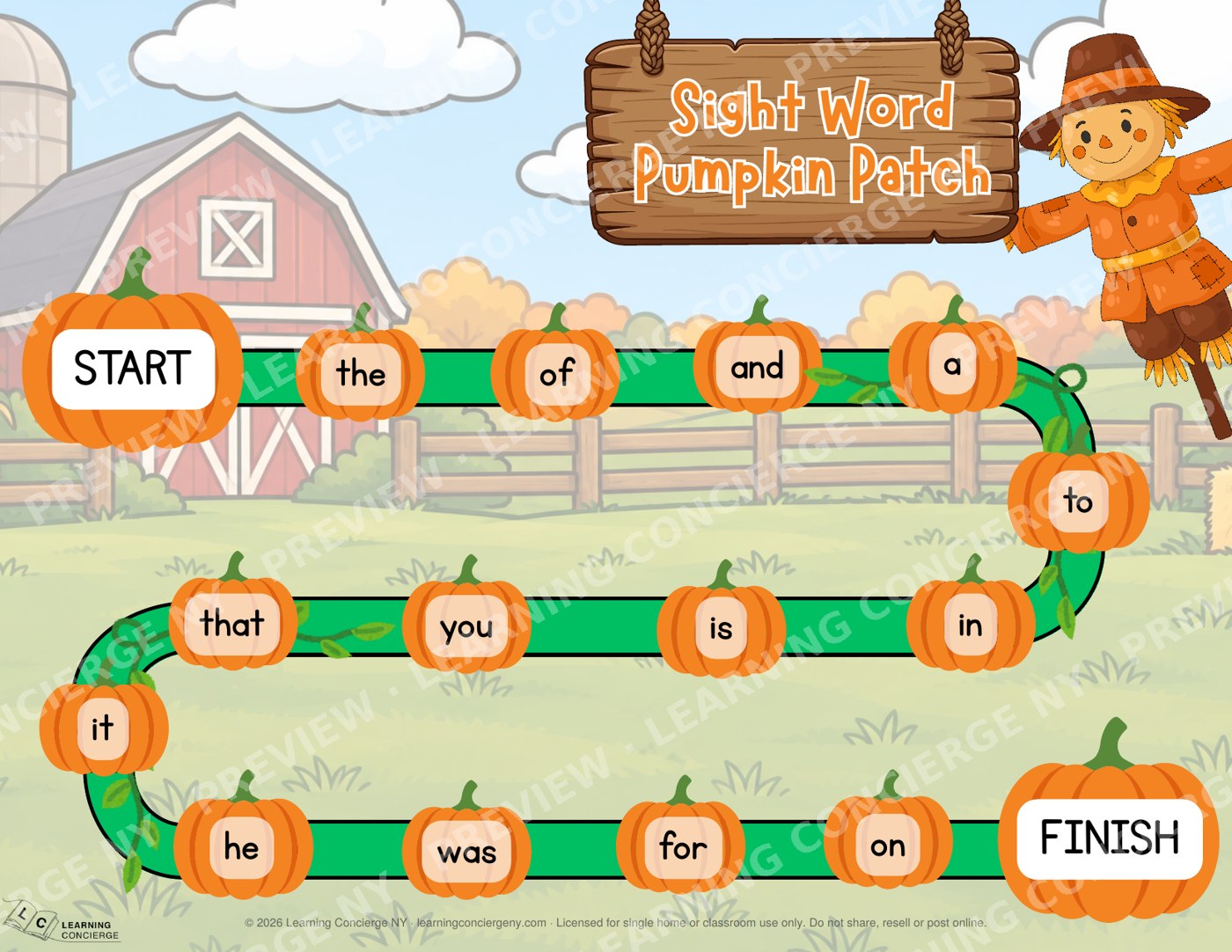 Sight Word Pumpkin Patch