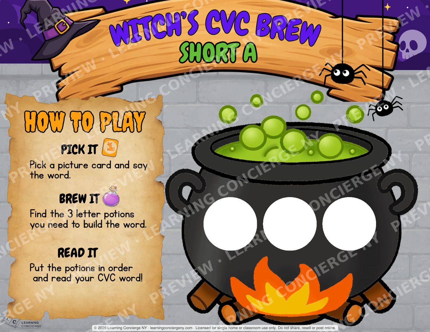 Witch's CVC Brew (All Short Vowels)