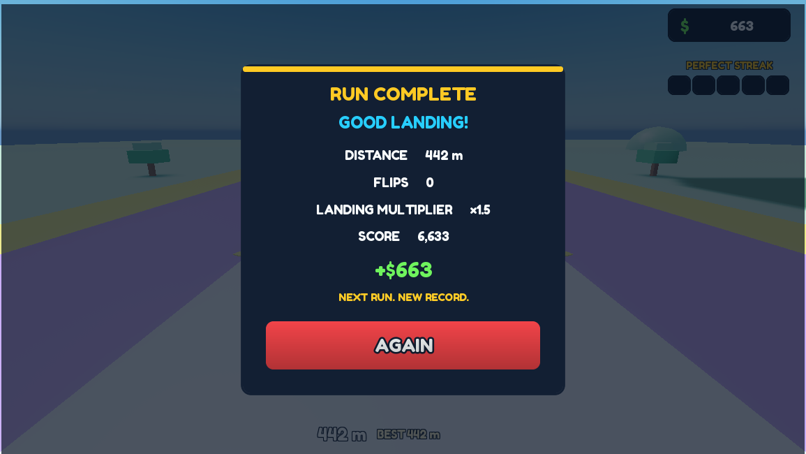 Perfect landing scoring system