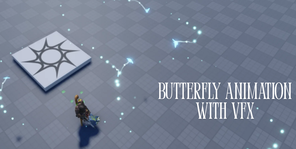 Animated butterfly with glowing VFX