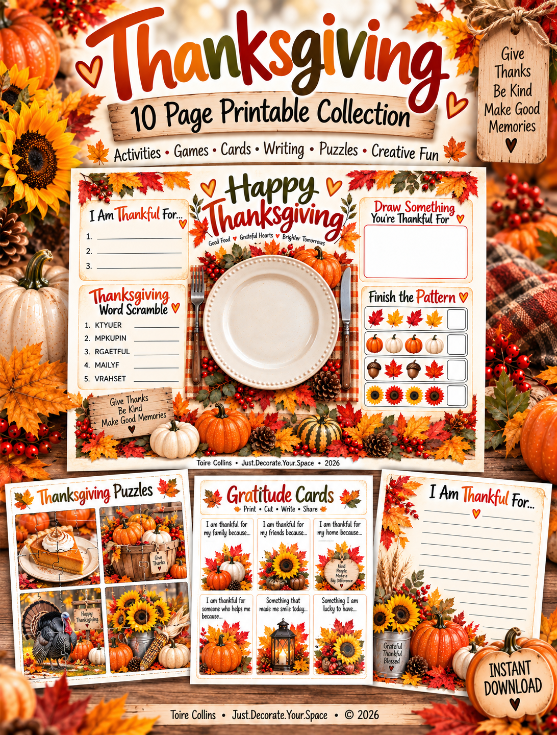 Thanksgiving Printable Collection | 10 Fall Activities for Kids - Payhip