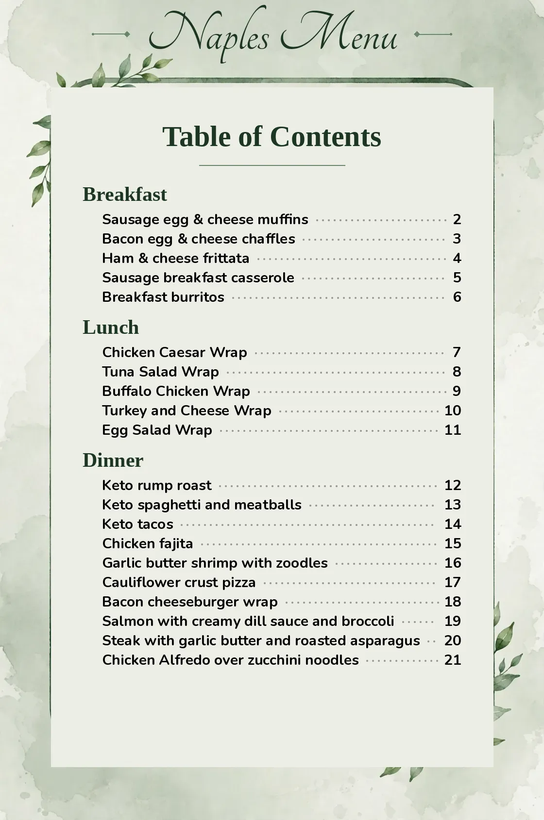Table of contents