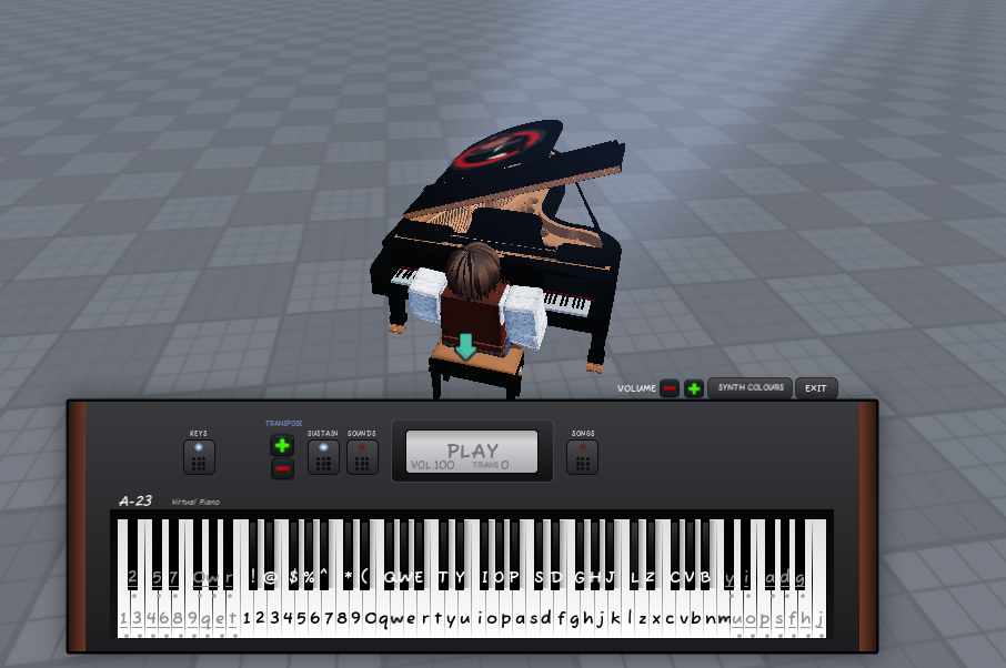 Player using virtual piano interface