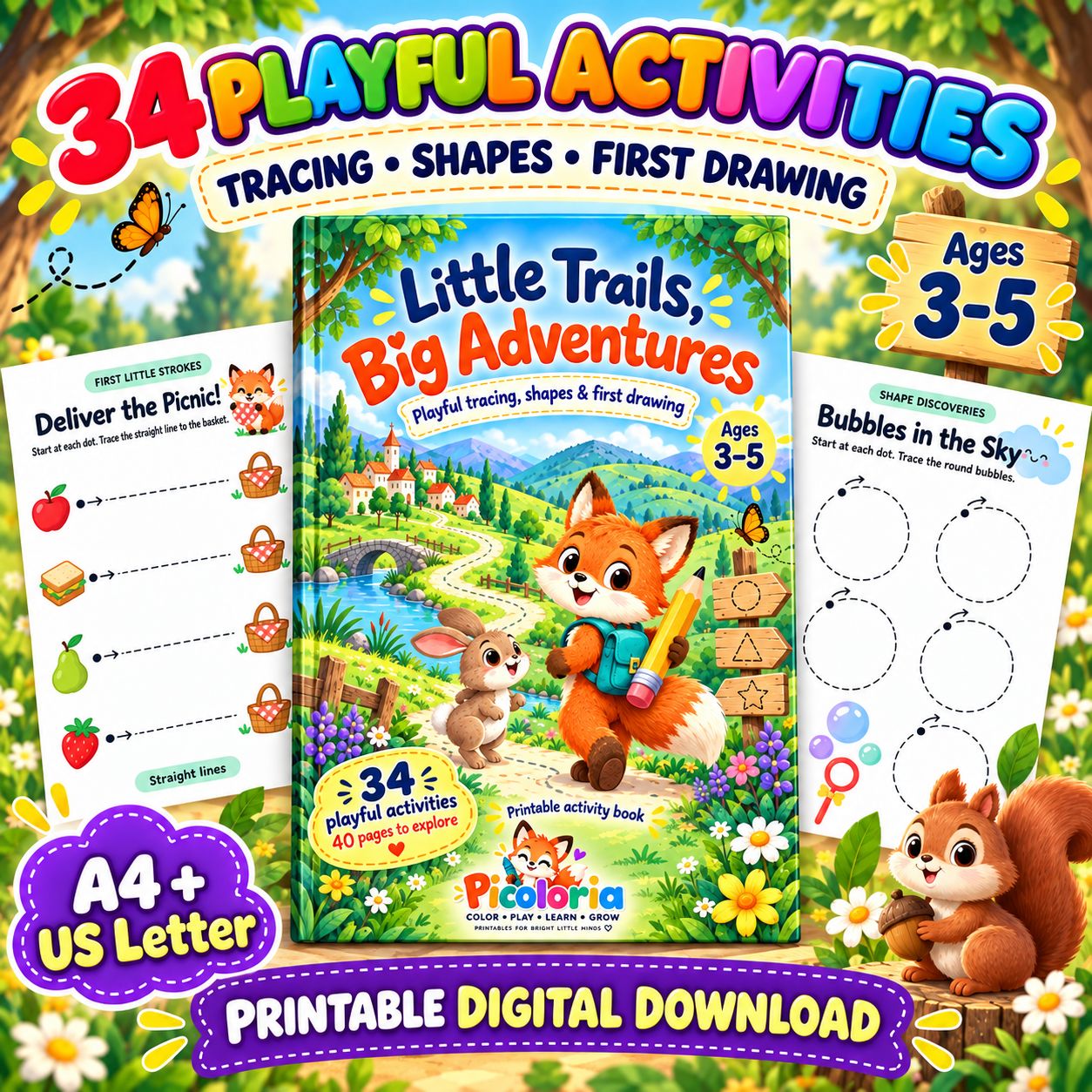 Activity Book | Tracing, Shapes, First Drawing
