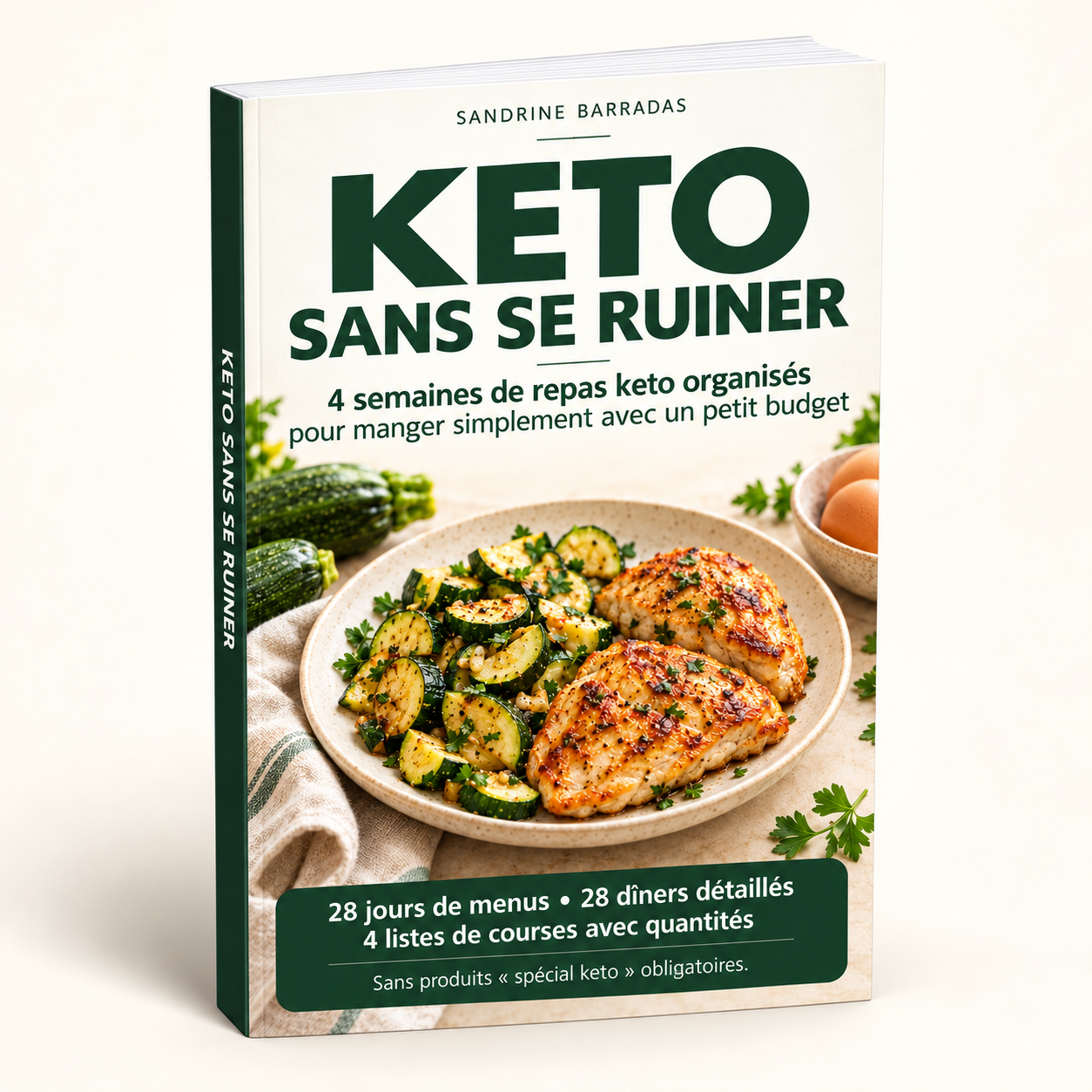 Mockup du guide Keto sans se ruiner de Sandrine Barradas