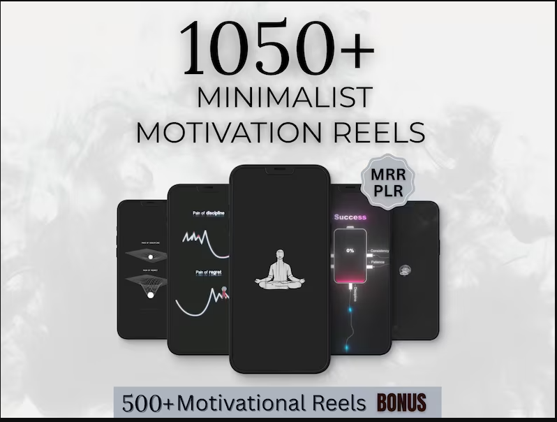 1050+ Minimalist Motivation Reels Bundle | Animated MP4 Videos | PLR & MRR Rights | Instagram Reels, TikTok & YouTube Shorts