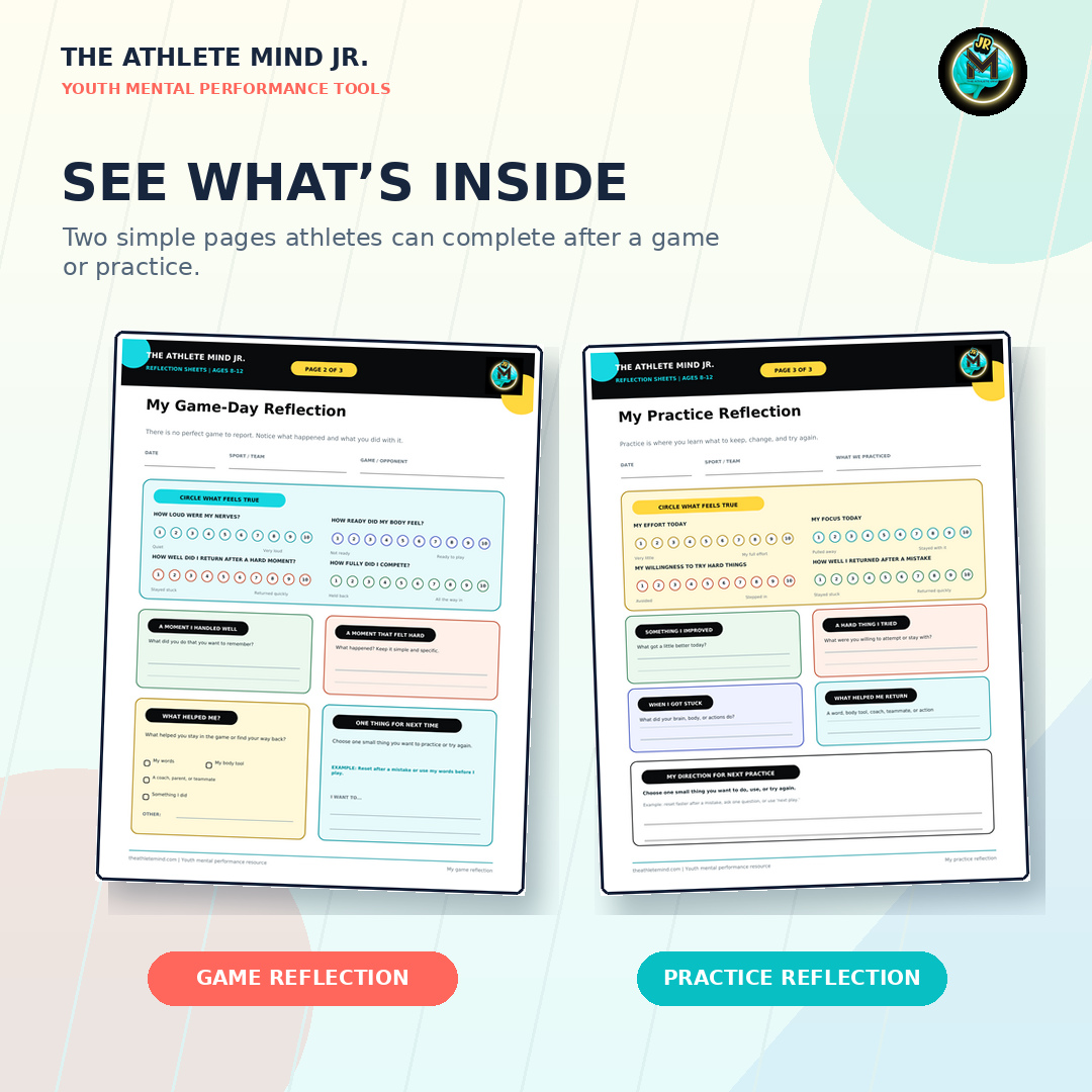 Youth Athlete Game & Practice Reflection Worksheets | Sports Mental ...