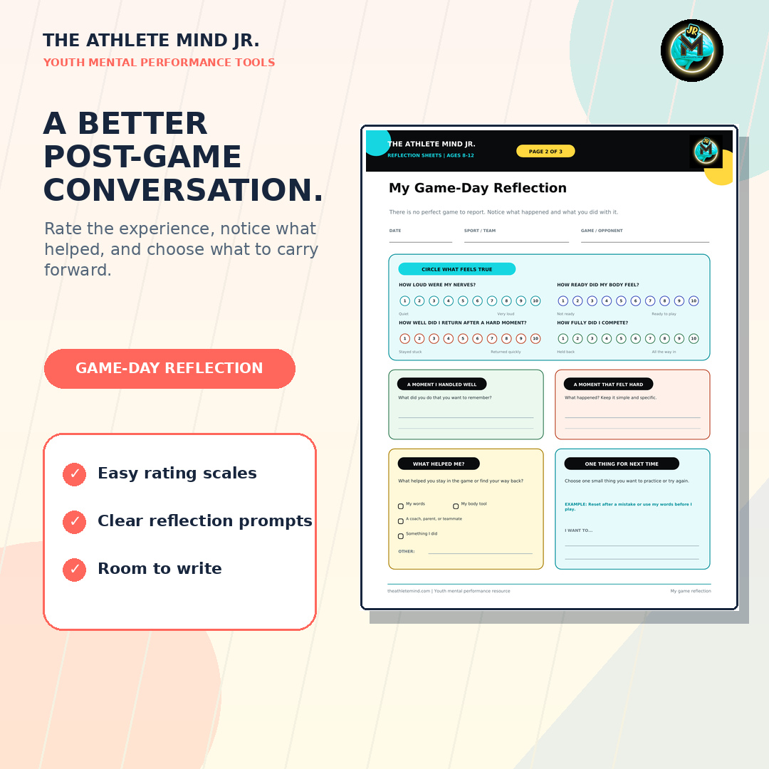Youth Athlete Game & Practice Reflection Worksheets | Sports Mental ...